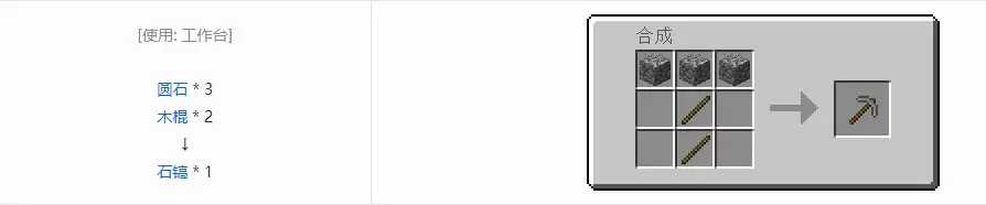 我的世界石镐怎么合成的