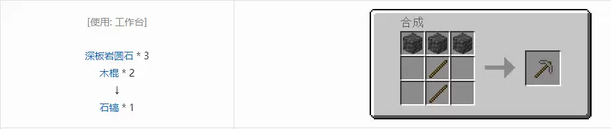 我的世界石镐怎么合成的