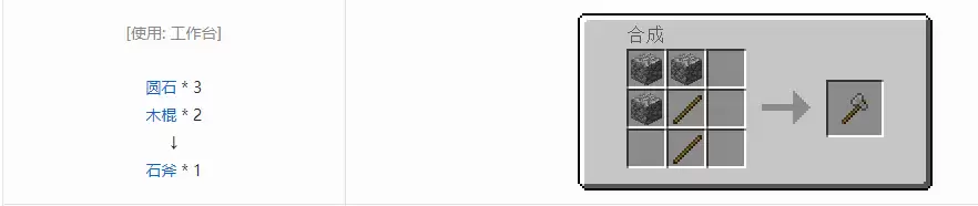 我的世界石斧怎么合成