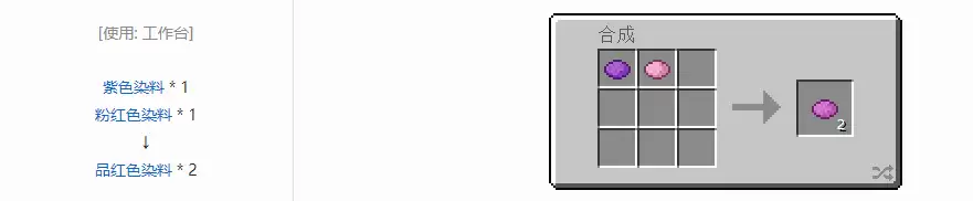 我的世界品红色染料怎么合成