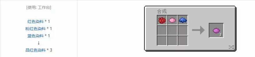 我的世界品红色染料怎么合成