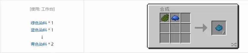 我的世界青色染料怎么做