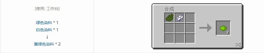 我的世界黄绿色染料怎么合成