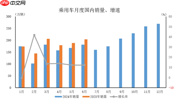 2025年6月中国乘用车产销情况：销量达253.6万辆