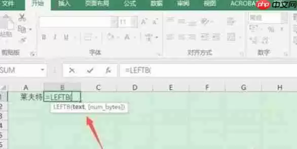 Microsoft Excel 2016怎么使用LEFTB函数-Microsoft Excel 2016使用LEFTB函数的方法