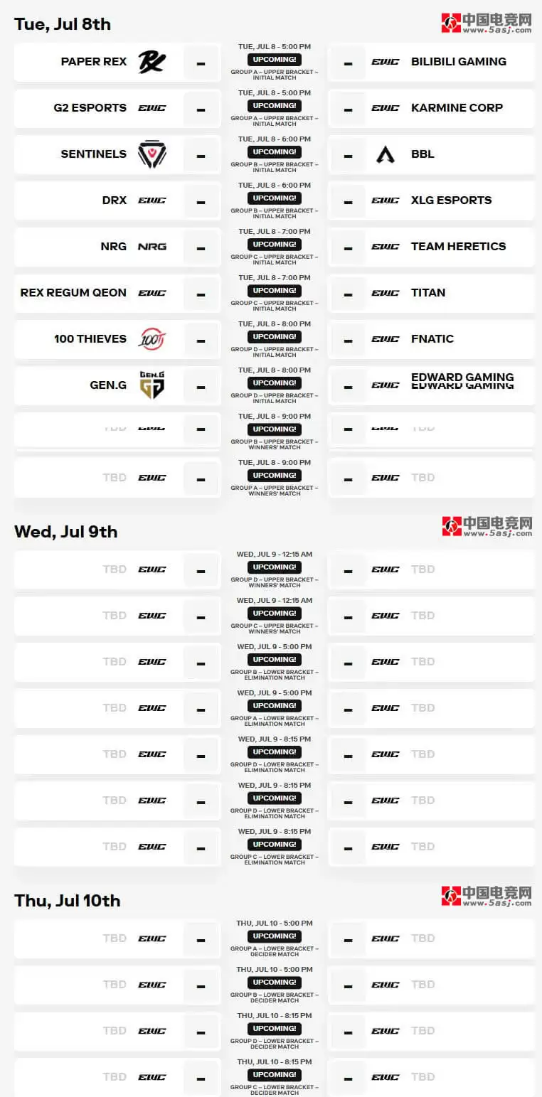 ‌2025电竞世界杯（EWC2025）无畏契约赛程公布：中韩对决领衔首日焦点战