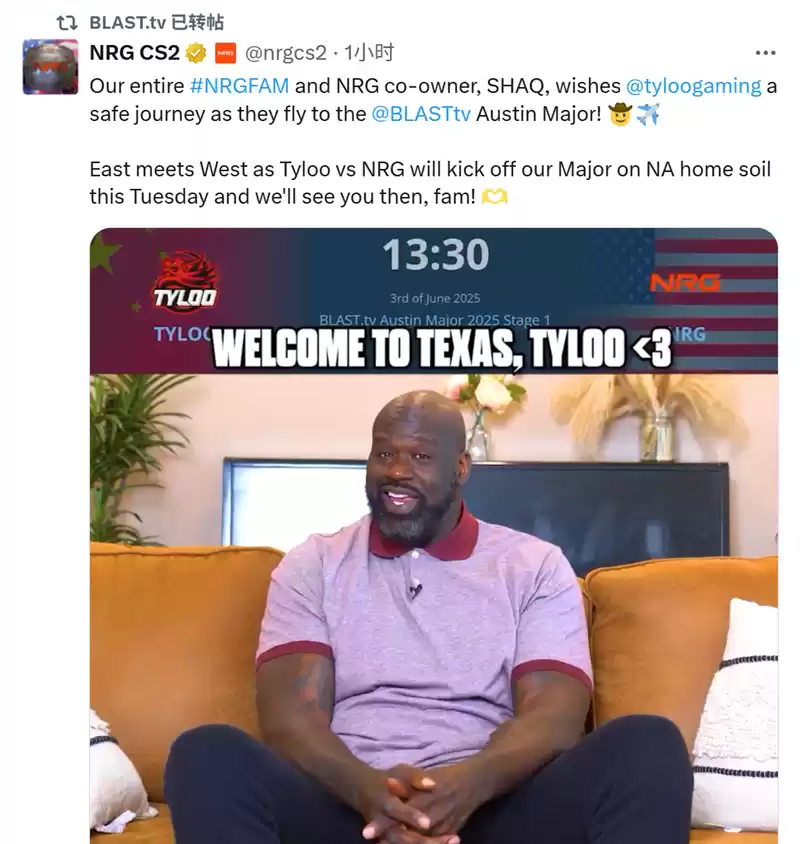 TYLOO启程奥斯汀Major！Jee晒队服笑容灿烂 首战NRG获奥尼尔祝福