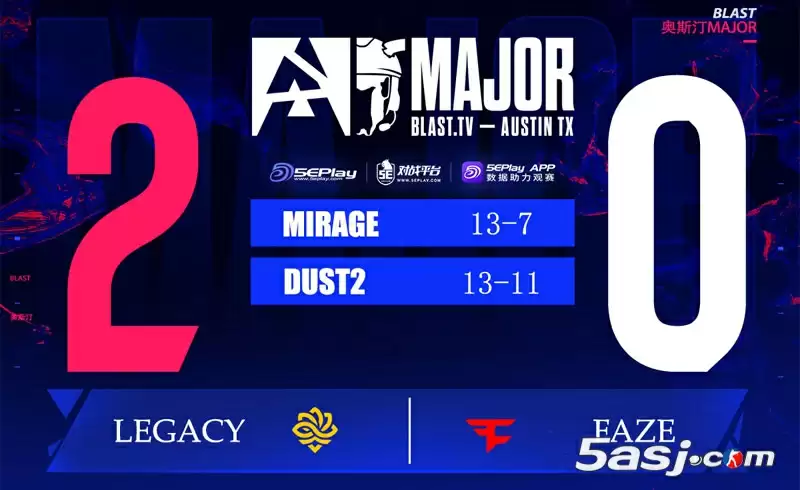 巴西黑马Legacy 2-0碾压FaZe 创比赛最大冷门 巴西黑马Legacy 2-0碾压FaZe 创比赛最大冷门
