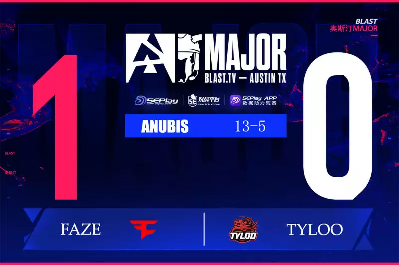 奥斯汀Major战报：FaZe 13-5碾压TYLOO晋级 rain EliGE爆发