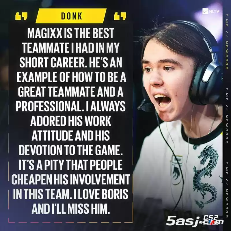 Spirit战队告别magixx：donk深情致谢队友 sh1ro chopper暖心送别