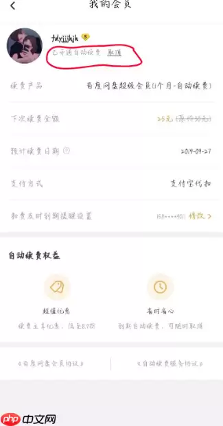 手机百度网盘自动续费怎么关 具体操作步骤