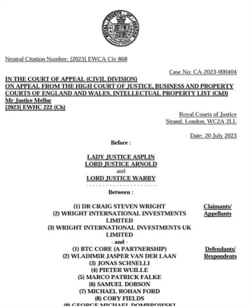 英国法院批准克雷格赖特 在比特币权利诉讼中的上诉-第2张图片-本站