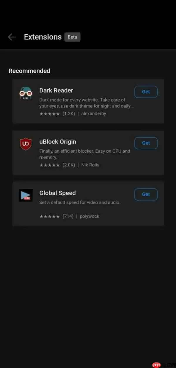 微软Microsoft Edge浏览器安卓版扩展插件功能即将上线