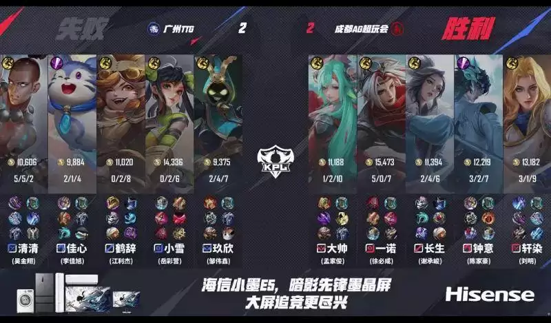 TTG 3-2险胜AG：清清关羽决胜局封神 一诺回归难阻AG两连败