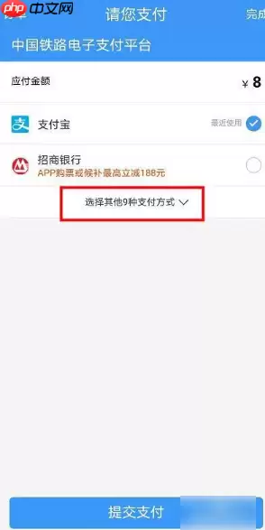 12306app如何更改支付方式  12306app怎样更改支付方式
