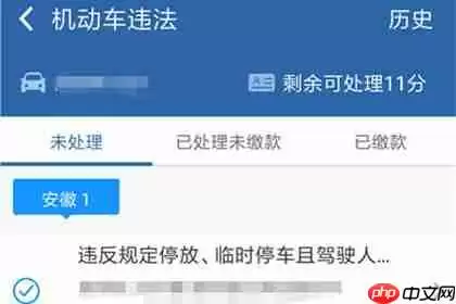 交管12123如何处理违章缴费 交管app处理违章缴费的方法