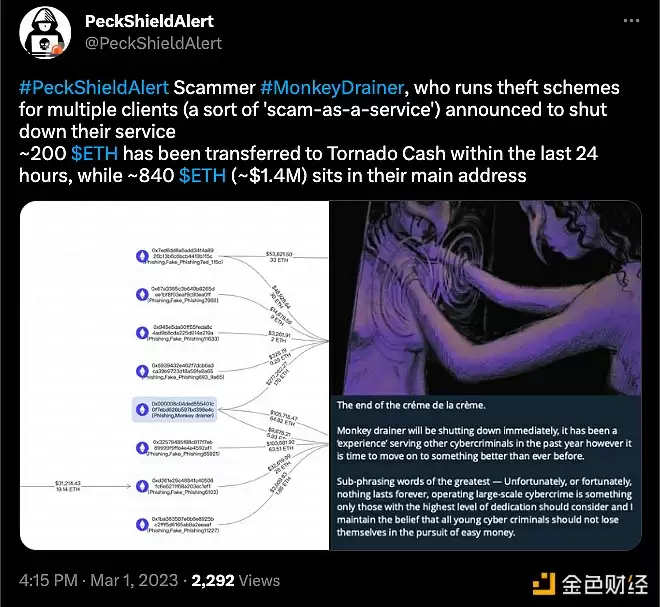 网络钓鱼诈骗团队Monkey Drainer宣布关闭其服务-第1张图片