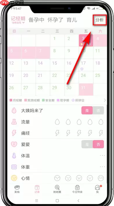 美柚如何查看所有经期记录 详细操作方法