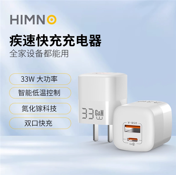 喜美诺33W氮化镓双口充电器狂促 到手27.9元 支持苹果iPhone