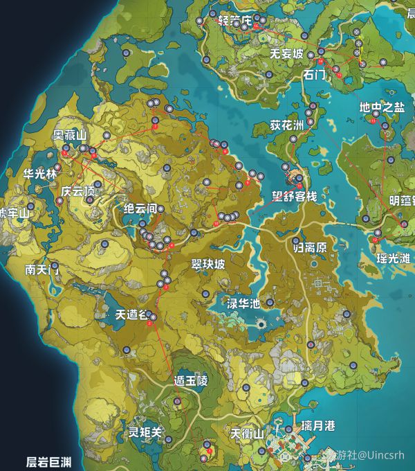 原神圣遗物采集示意图