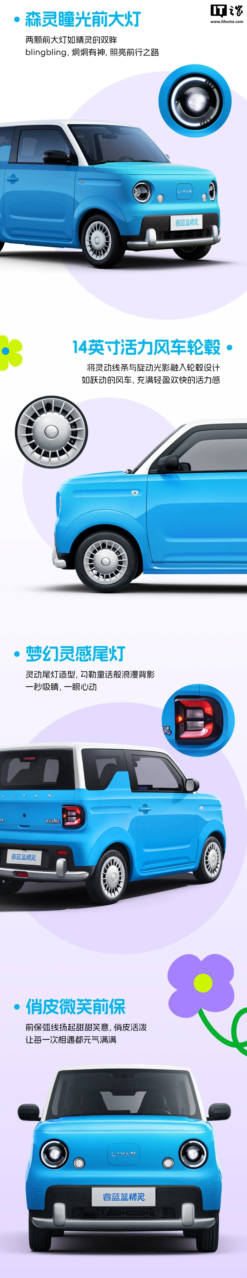 睿蓝蓝精灵纯电小车亮相：方盒子造型，可坐