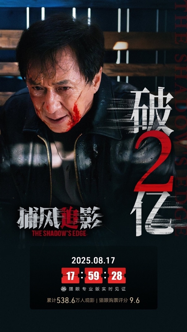 成龙新片《捕风追影》2天破2亿