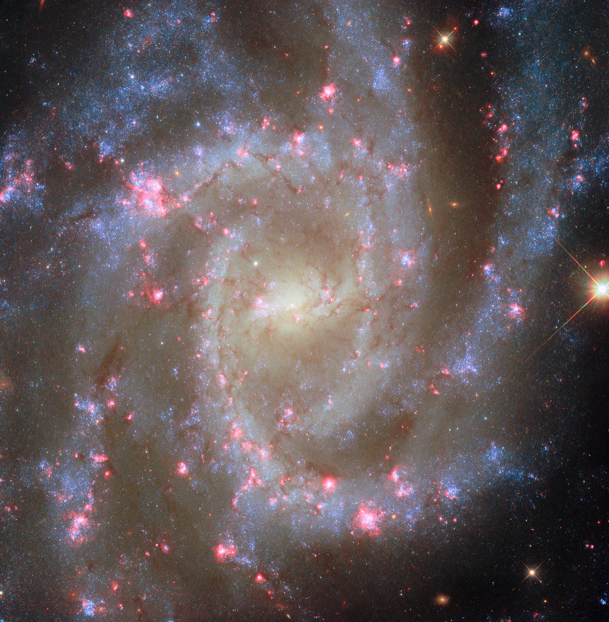 哈勃再秀宇宙美景：3500万光年外螺旋星系NGC 2835