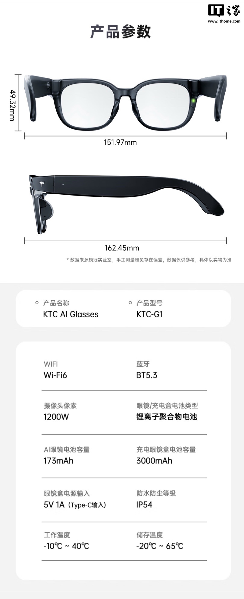 999 元 KTC 旗下首款 AI 智能眼镜上架：骁龙 AR1 芯片、39 克重量