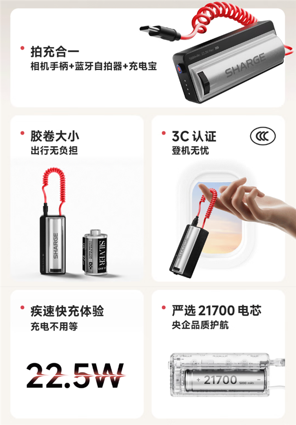 闪极发布“拍充合一”充电宝：仅胶卷大小