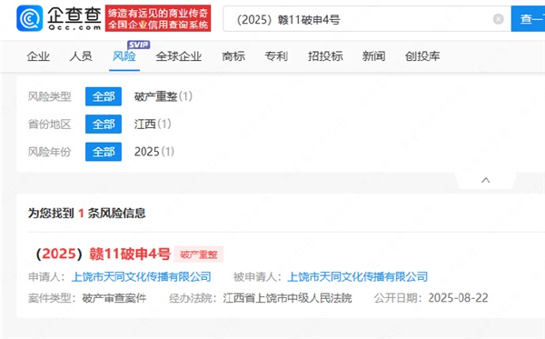 RNG旗下公司申请破产
