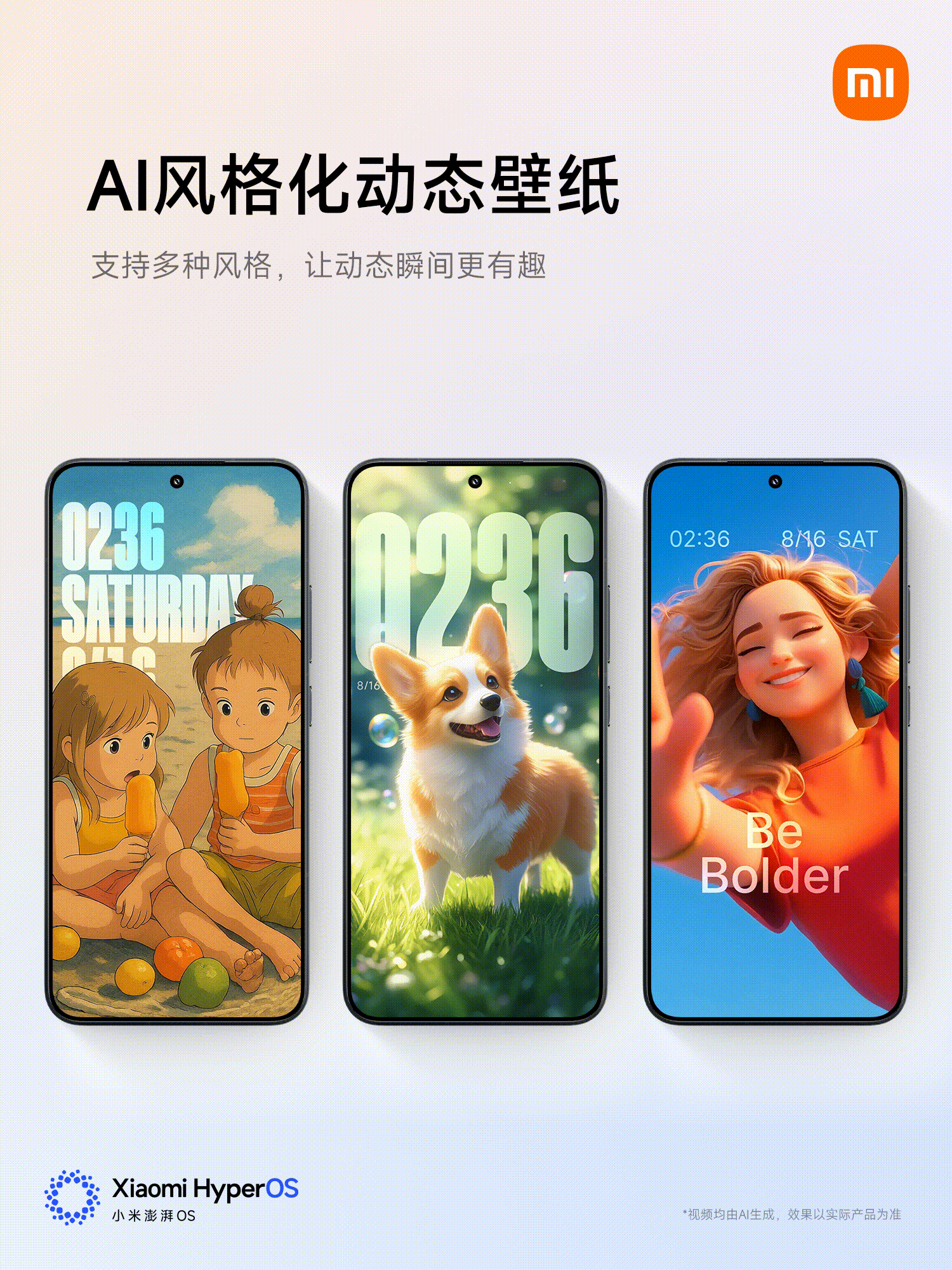 小米澎湃 OS 3 桌面焕新，图标、状态栏、桌面网格重新设计