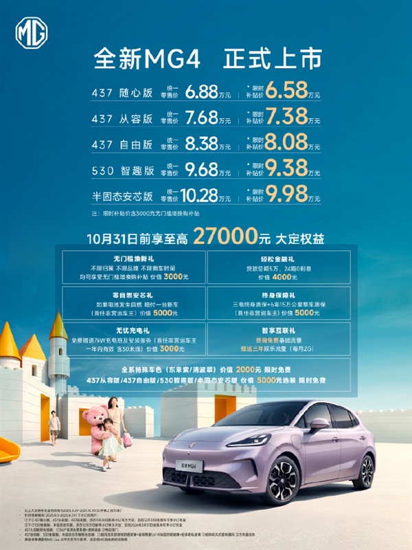 限时6.58万元起！全新MG4正式上市