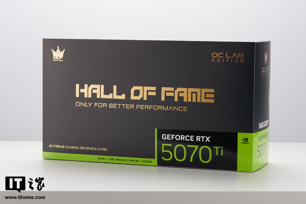 影驰RTX 5070 Ti名人堂显卡图赏：黑皇冠造型+炫彩RGB灯效