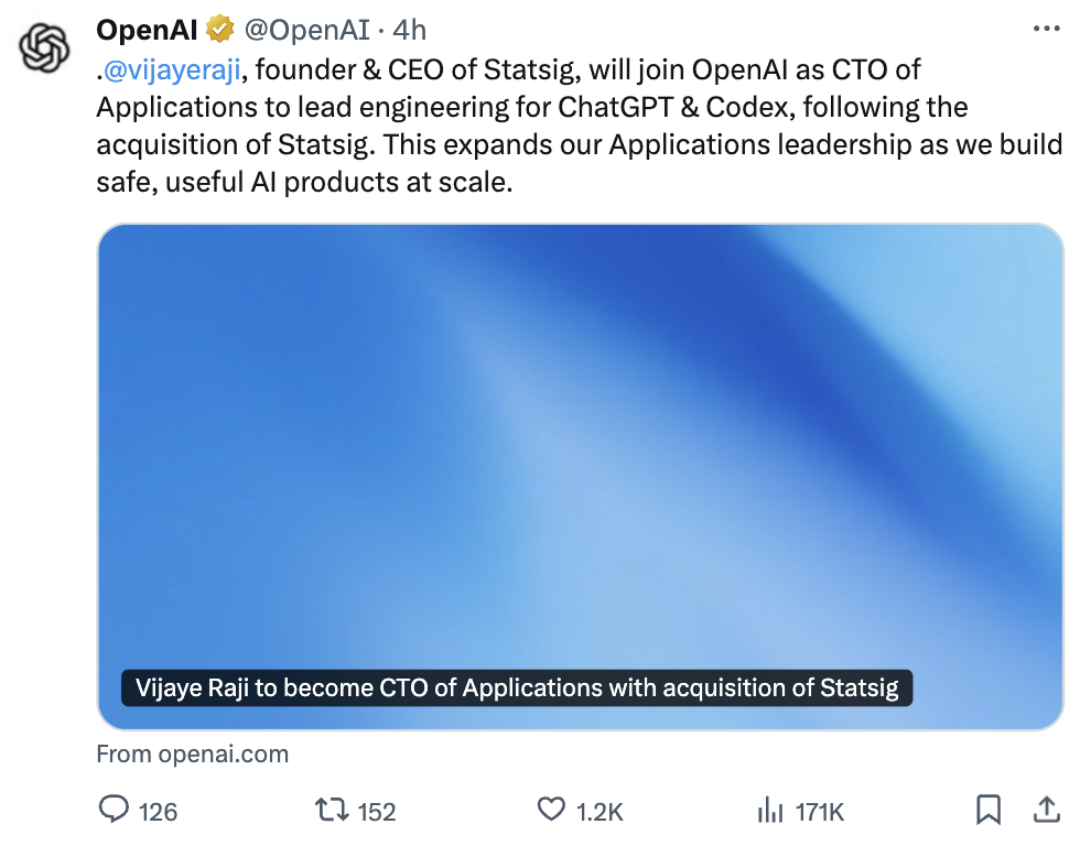 OpenAI在X平台的官方公告