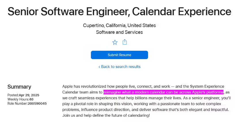 iOS 19全新日历应用前瞻:苹果招聘信息透露WWDC25重大更新