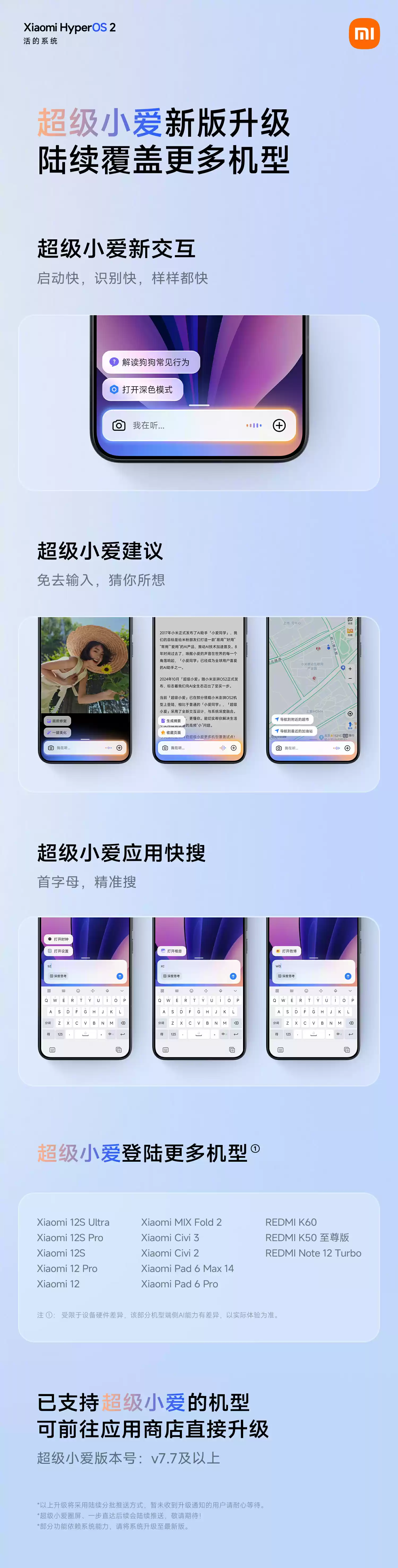 小米超级小爱登陆更多机型，包含小米 12、REDMI K60 等