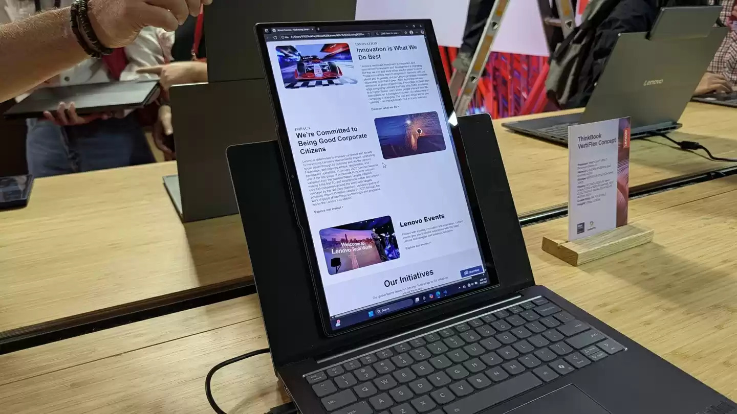 联想发布 ThinkBook VertiFlex 概念笔记本：屏幕可旋转切换横向 / 纵向