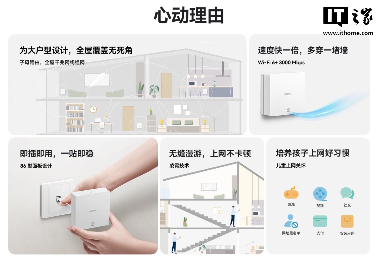 华为推出凌霄子母路由 Q6 网线版 优享版，“1 母 + 3 子”套装售 1288 元