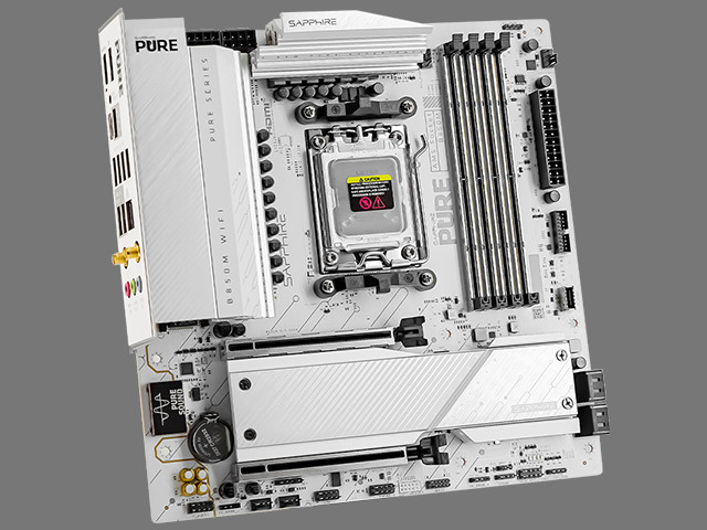 蓝宝石推出 PURE B850A / B850M WIFI 主板，极地银白洁净配色