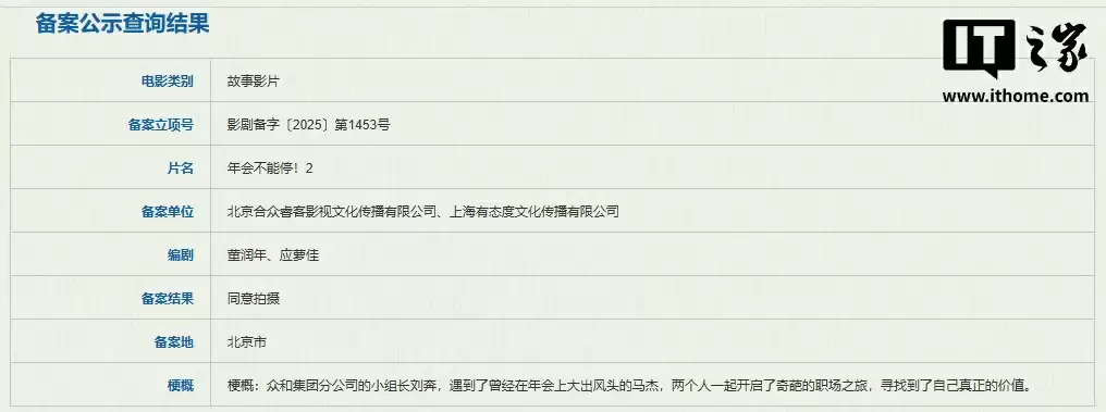 电影《年会不能停!2》备案立项:首部票房近 13 亿、豆瓣 8.1 分