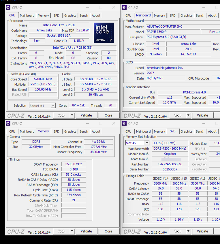 华硕宣布 800 系列主板升级 DDR5 7200 内存支持，适配英特尔酷睿 Ultra 200S 处理器