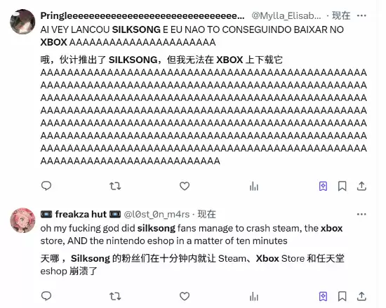 《空洞骑士：丝之歌》上线引发大崩溃！Xbox、NS等全阵亡