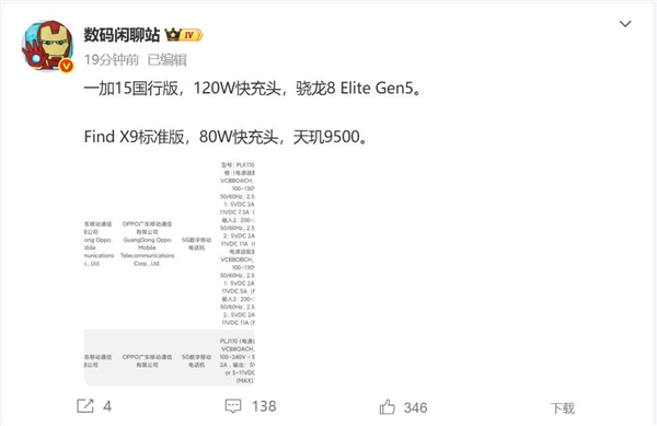 一加15获3C认证 博主：屏幕是大杀器 素质冲击TOP1