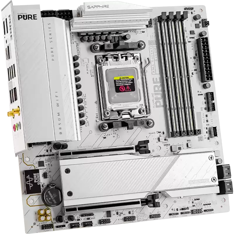 蓝宝石 PURE B850A / B850M WIFI 主板开售：“极地银白洁净配色”设计，999 元起