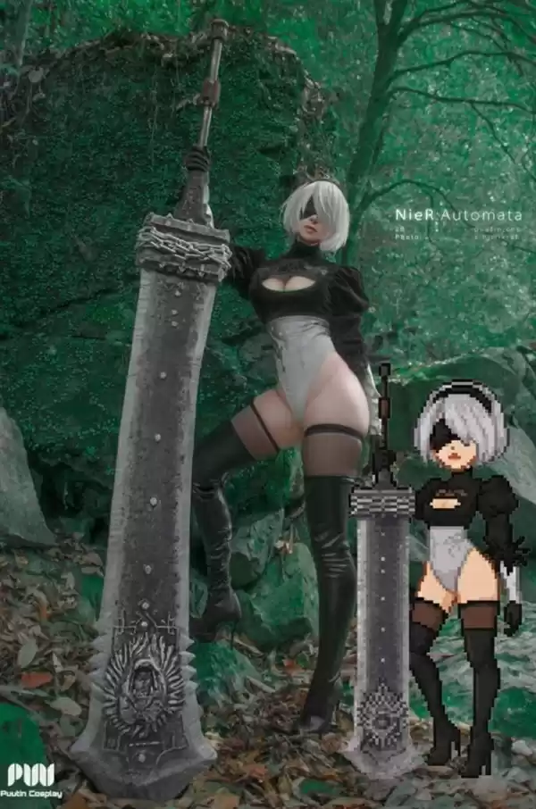 日本妹晒Cos《尼尔》2B对比照 完美还原游戏美女