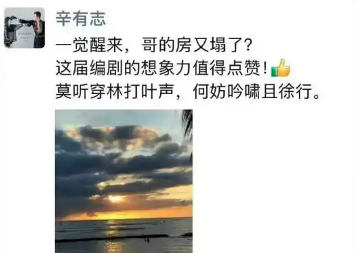 辛巴朋友圈辟谣“被带走调查”：一觉醒来房又塌了 这届编剧想象力值得点赞