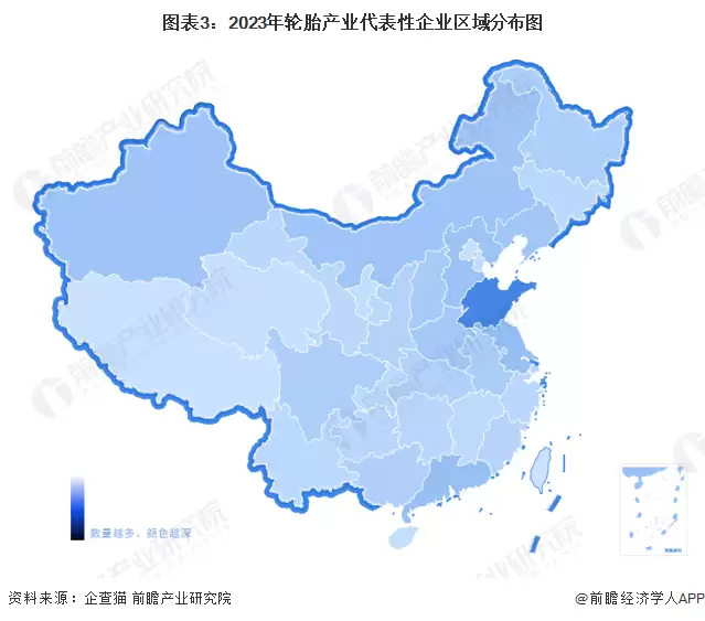 图表3:2023年轮胎产业代表性企业区域分布图