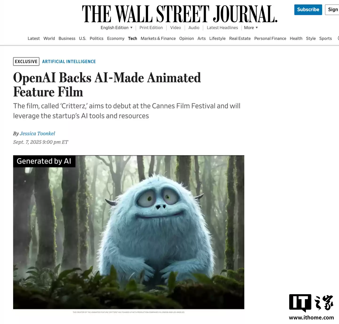 OpenAI 为动画长片提供工具和资源支持，力图证明 AI“拍电影”比好莱坞更快更便宜