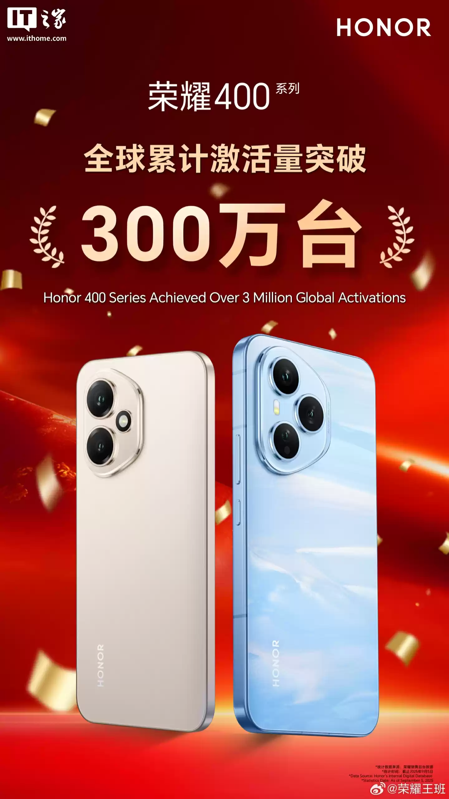 荣耀 400 系列手机全球激活量突破 300 万台