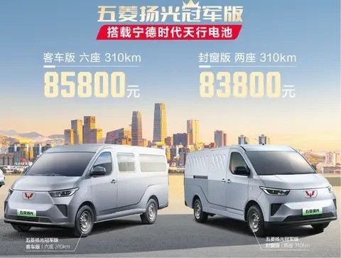 五菱扬光冠军版正式上市，续航310公里，售价8.38万起